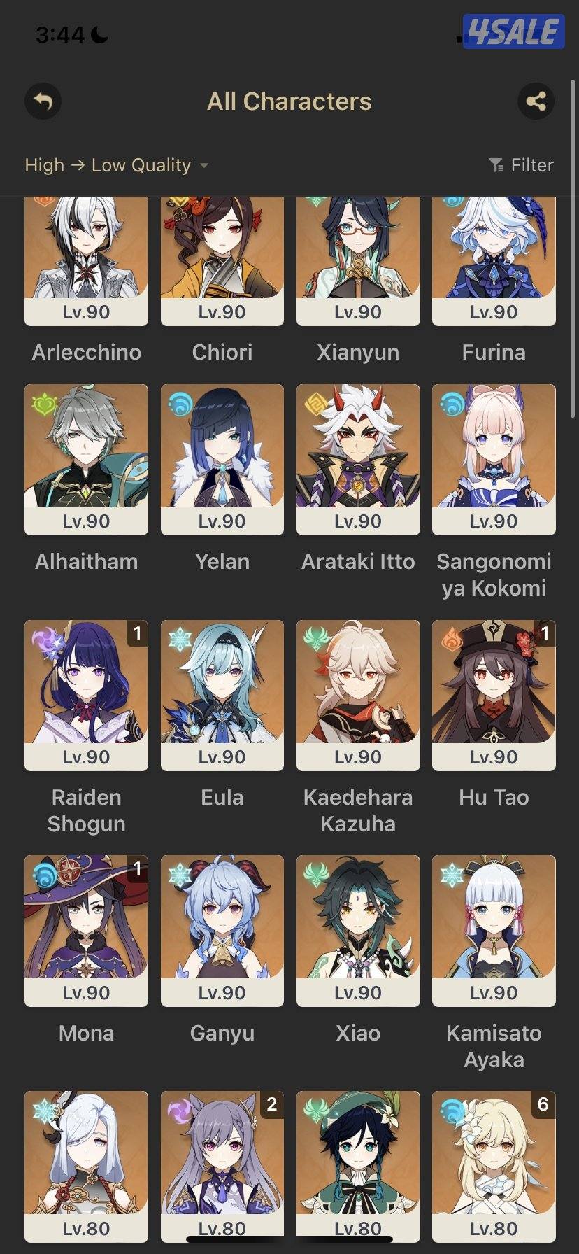 genshin imapct بيع حساب قنشن1