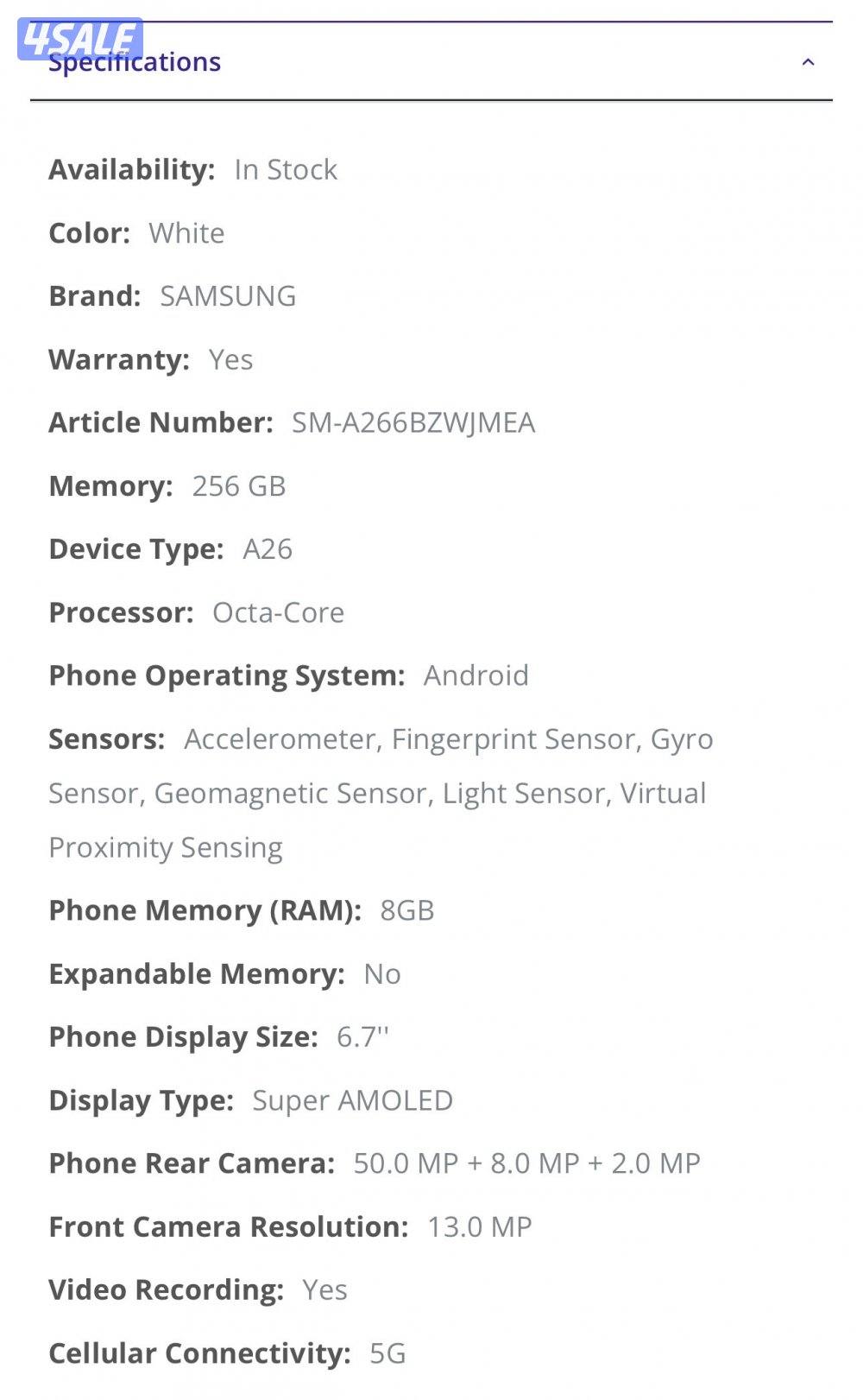 Galaxy A26 5G 8gb white5