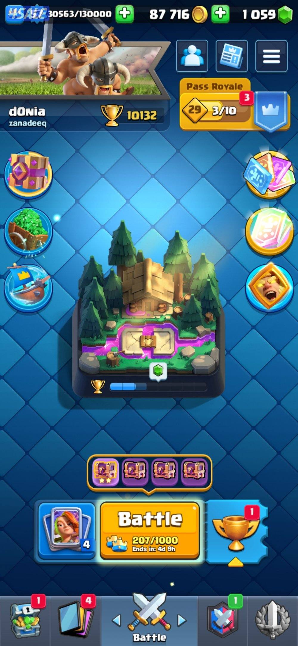 حساب كلاش رويال 10000 كأس، جميع البطاقات موجود، 1000 جوهرة0