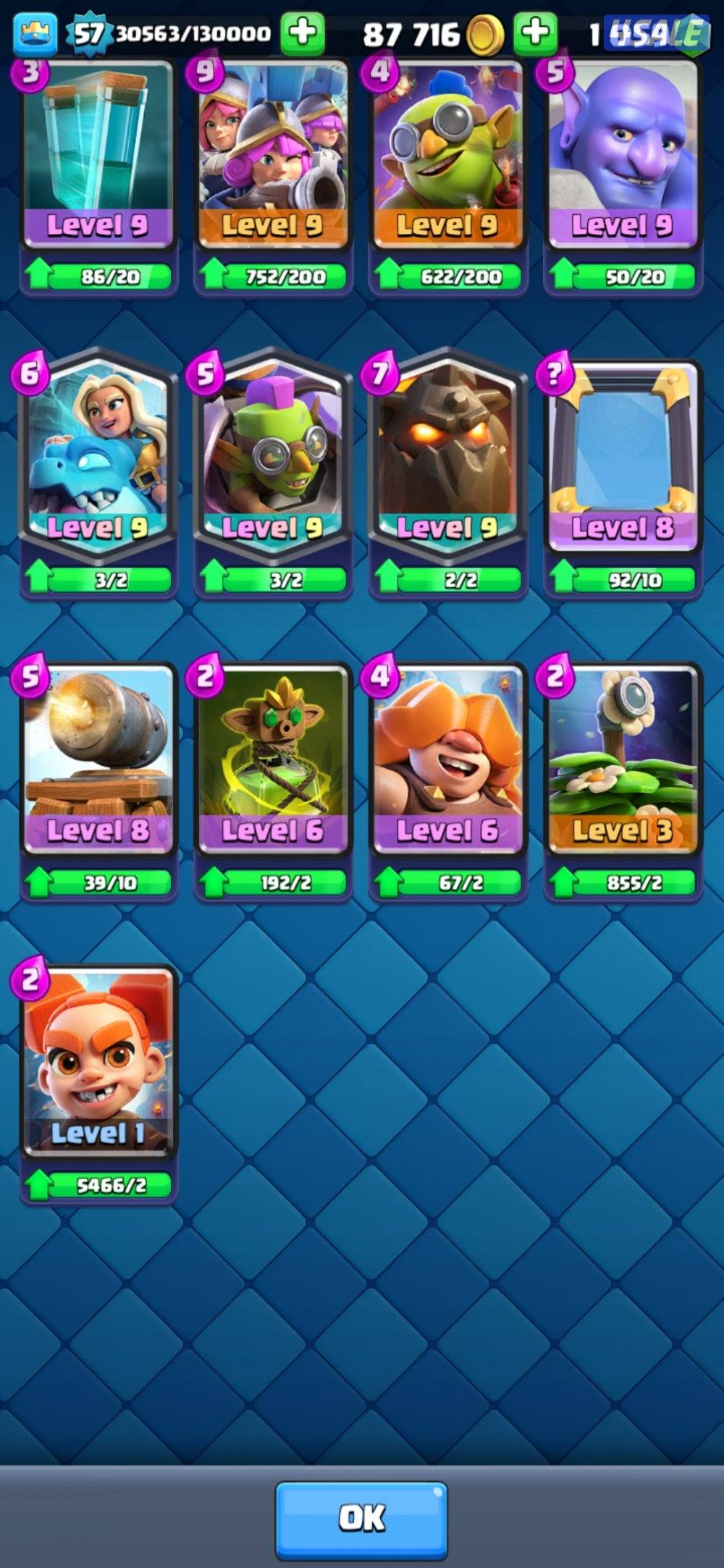 حساب كلاش رويال 10000 كأس، جميع البطاقات موجود، 1000 جوهرة7