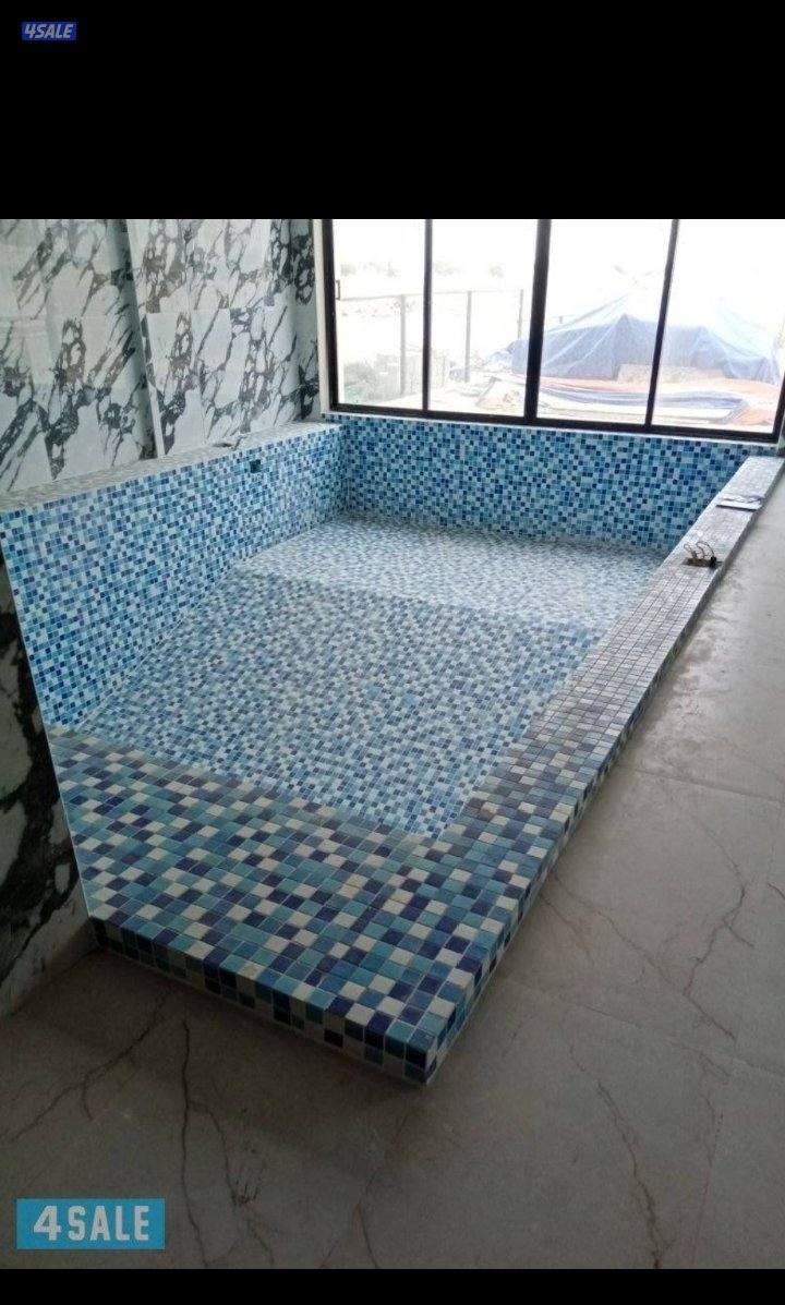 معلم باكستاني سراميك برسلان كاشي رخام تكسير تركيب حمام صباء4