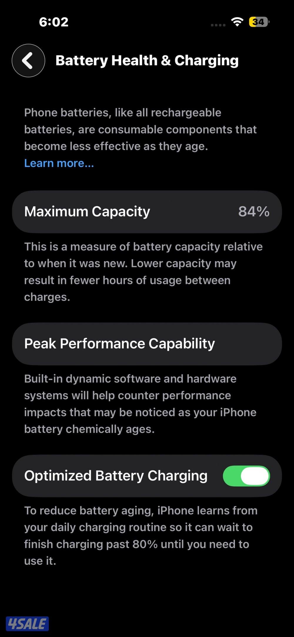 ايفون ١٤ برو ١٢٨ نسبه البطاريه ٨٢2