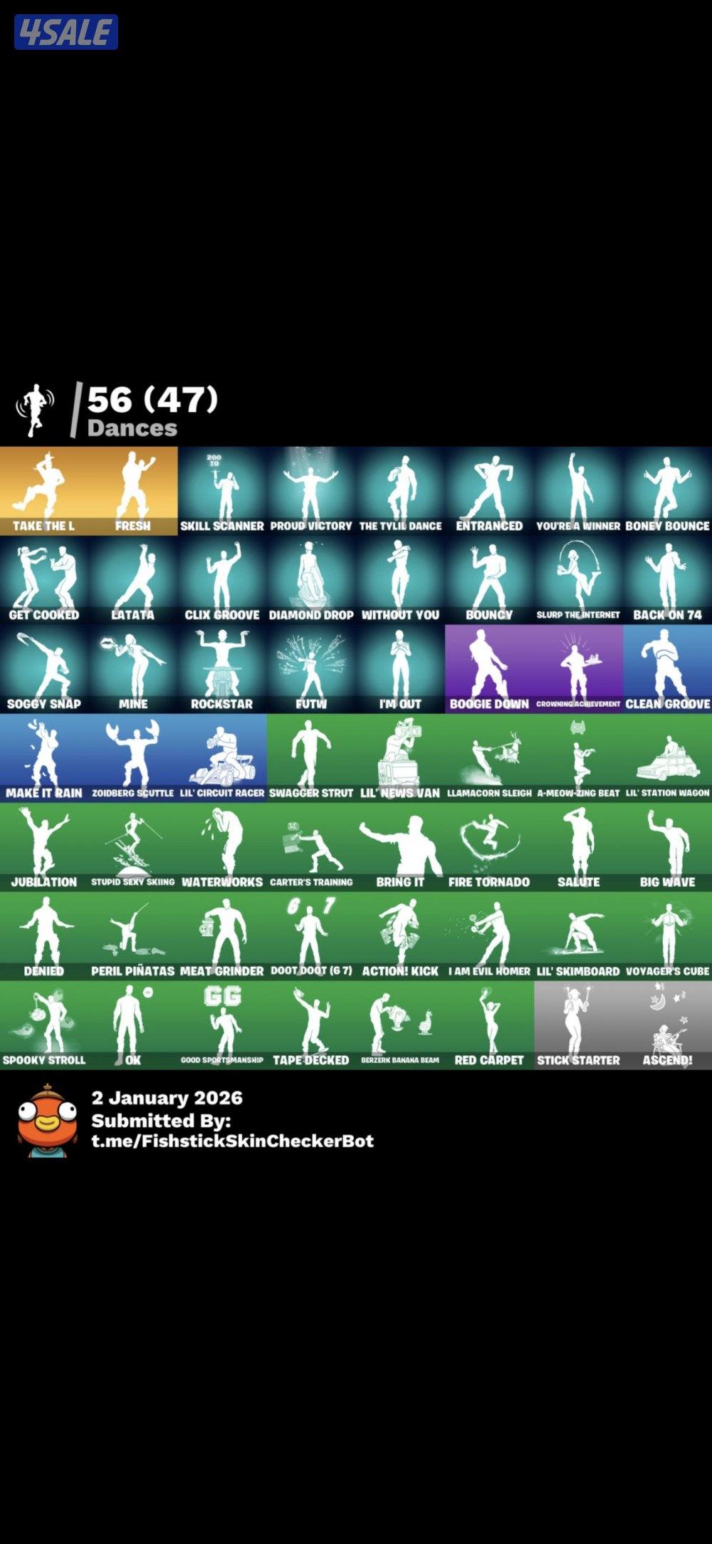 حساب فورت نايت سكلتون بفسجي ورقصة فريش1