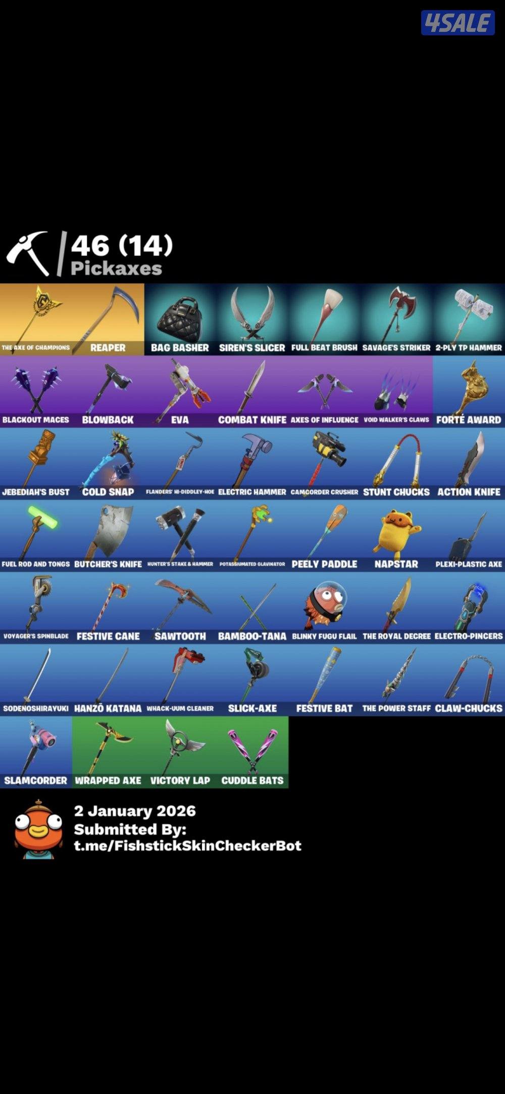 حساب فورت نايت سكلتون بفسجي ورقصة فريش2