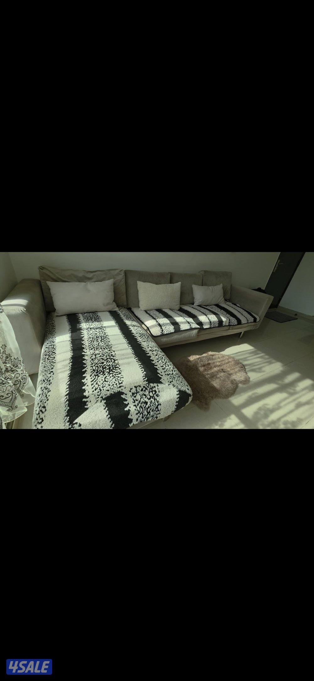 IKEA Corner L-Shaped Sofa with Chaise Lounge0