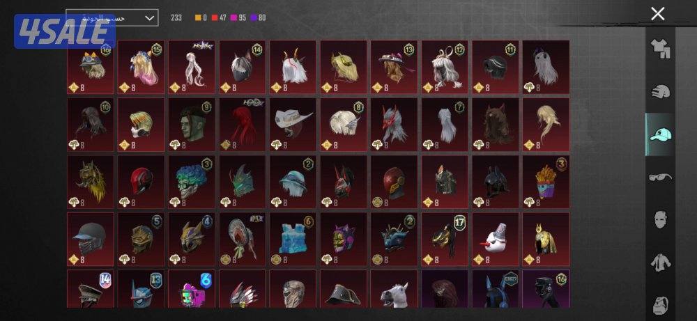 حساب ببجي قوي للبيع مستوي مجموعات ٧٠ ومستوي الحساب ٨٣8