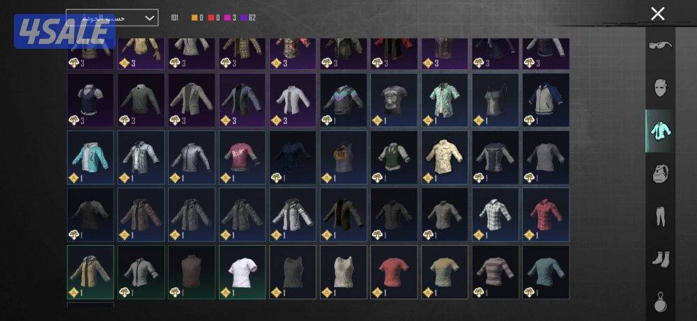 حساب ببجي قوي للبيع مستوي مجموعات ٧٠ ومستوي الحساب ٨٣13