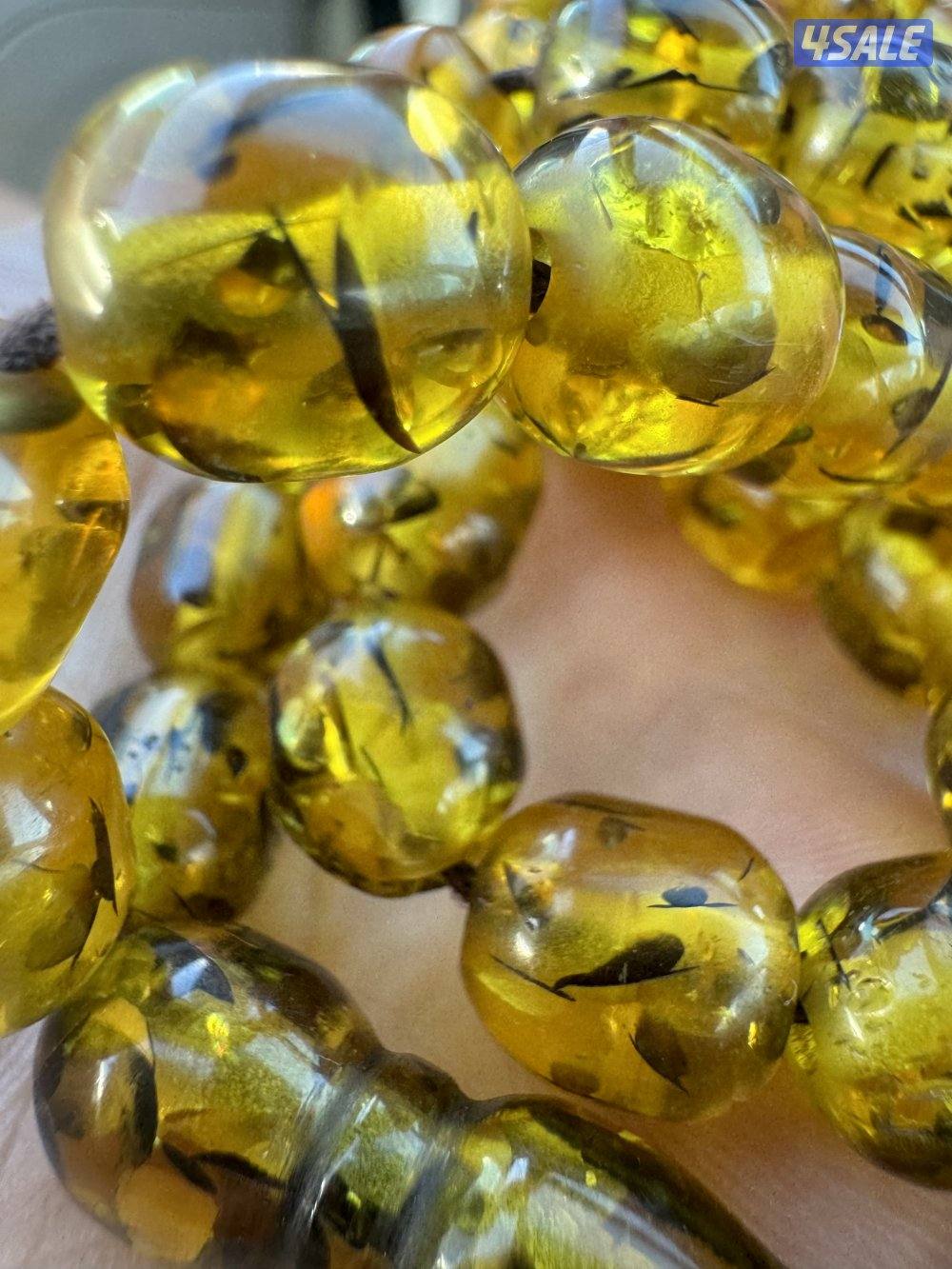 للبيع قلادة كهرب حشري + مسباح كهرب معطش0