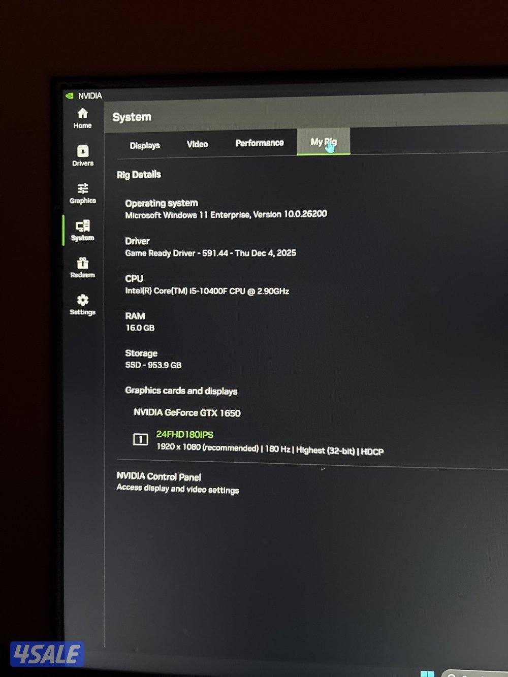 بي سي نضيف مستعمل خمس شهور مع كيبورد و ماوس البي سي gtx 16503