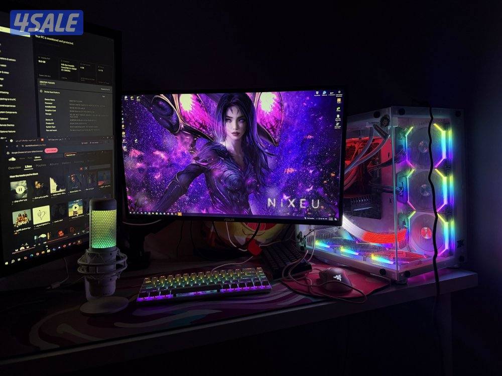 بي سي مع كيبوردducky  وكرسي Dxracer ومايك hyperxوشاشتين acer , asus0