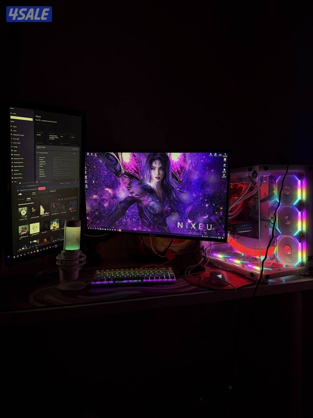 بي سي مع كيبوردducky  وكرسي Dxracer ومايك hyperxوشاشتين acer , asus8