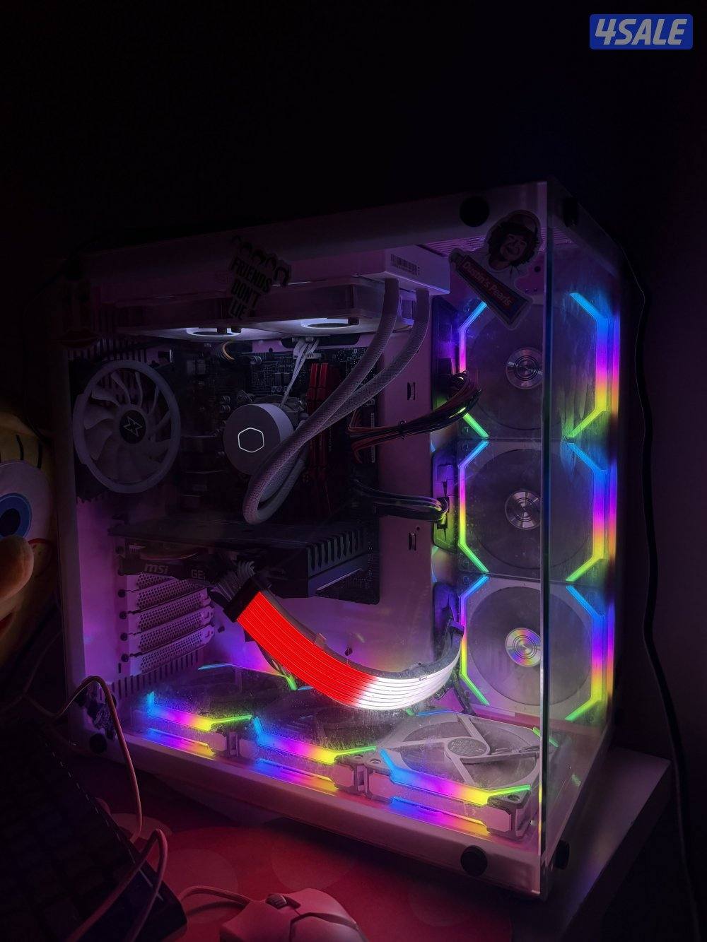 بي سي مع كيبوردducky  وكرسي Dxracer ومايك hyperxوشاشتين acer , asus9