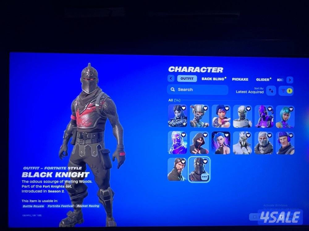 حساب فورت نايت 560 سكن + 771 رقصة شيطون + ميكاسا + ايكيونك +الجلكسي7