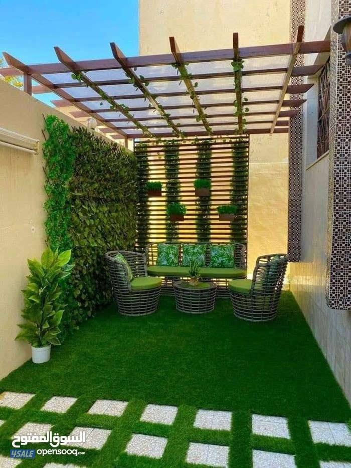 تنسيق حدائق تركيب ثيل صناعي وطبيعي وسور تركي بافضل الاسعار5