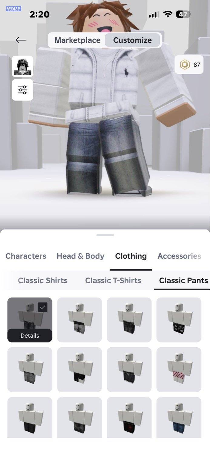 حساب سكنات روبلوكس5