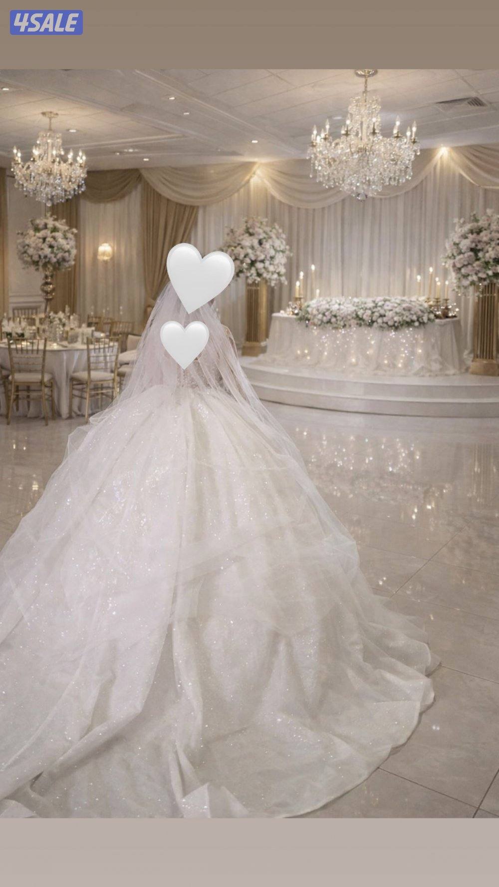 فستان عرس مستعمل مرة وحدة للبيع0