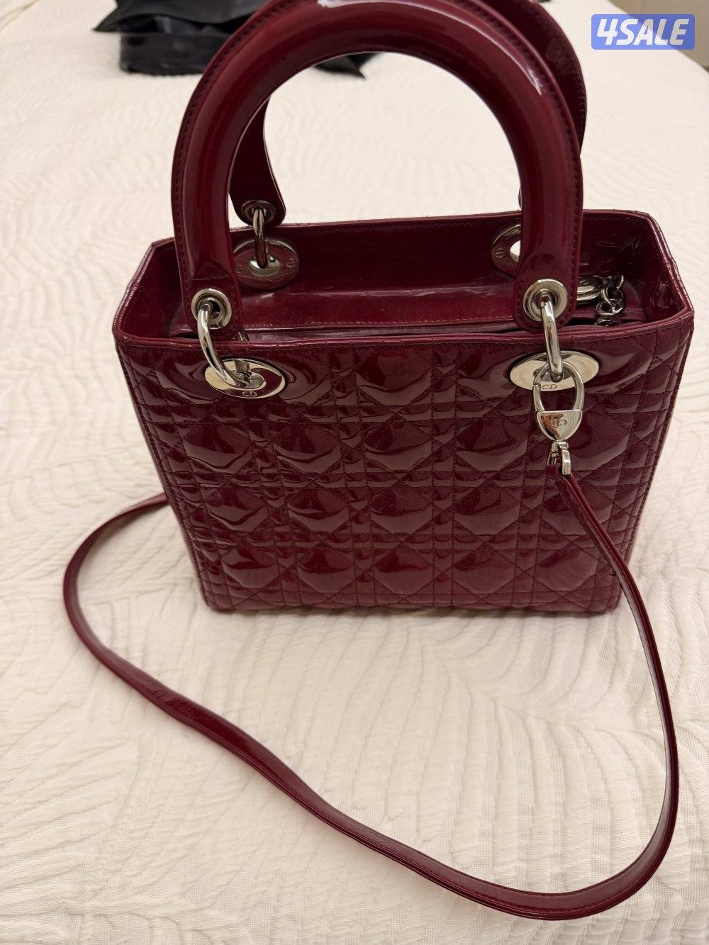 Christian Dior Medium Lady Dior Bag in Red Patent Leather0