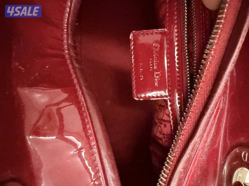 Christian Dior Medium Lady Dior Bag in Red Patent Leather4