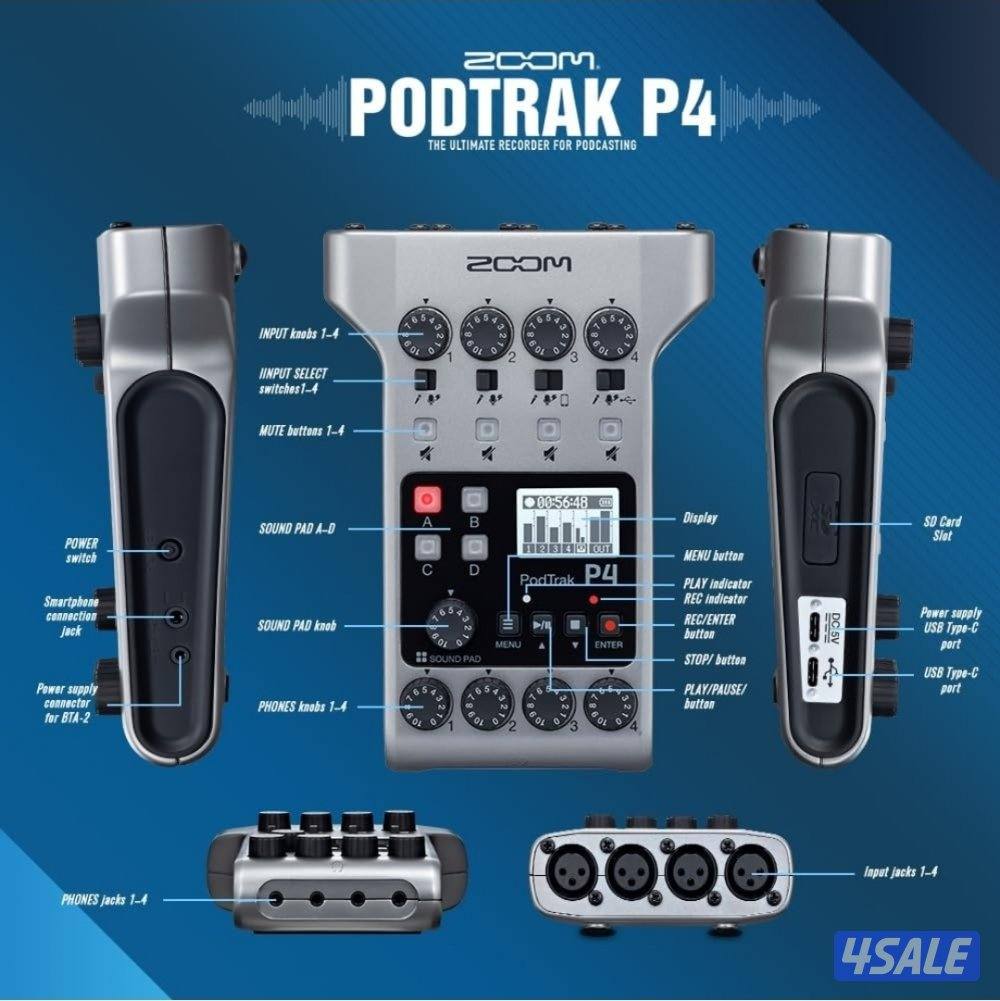 Zoom Podtrack P4 Multitrack Podcast Recorder1