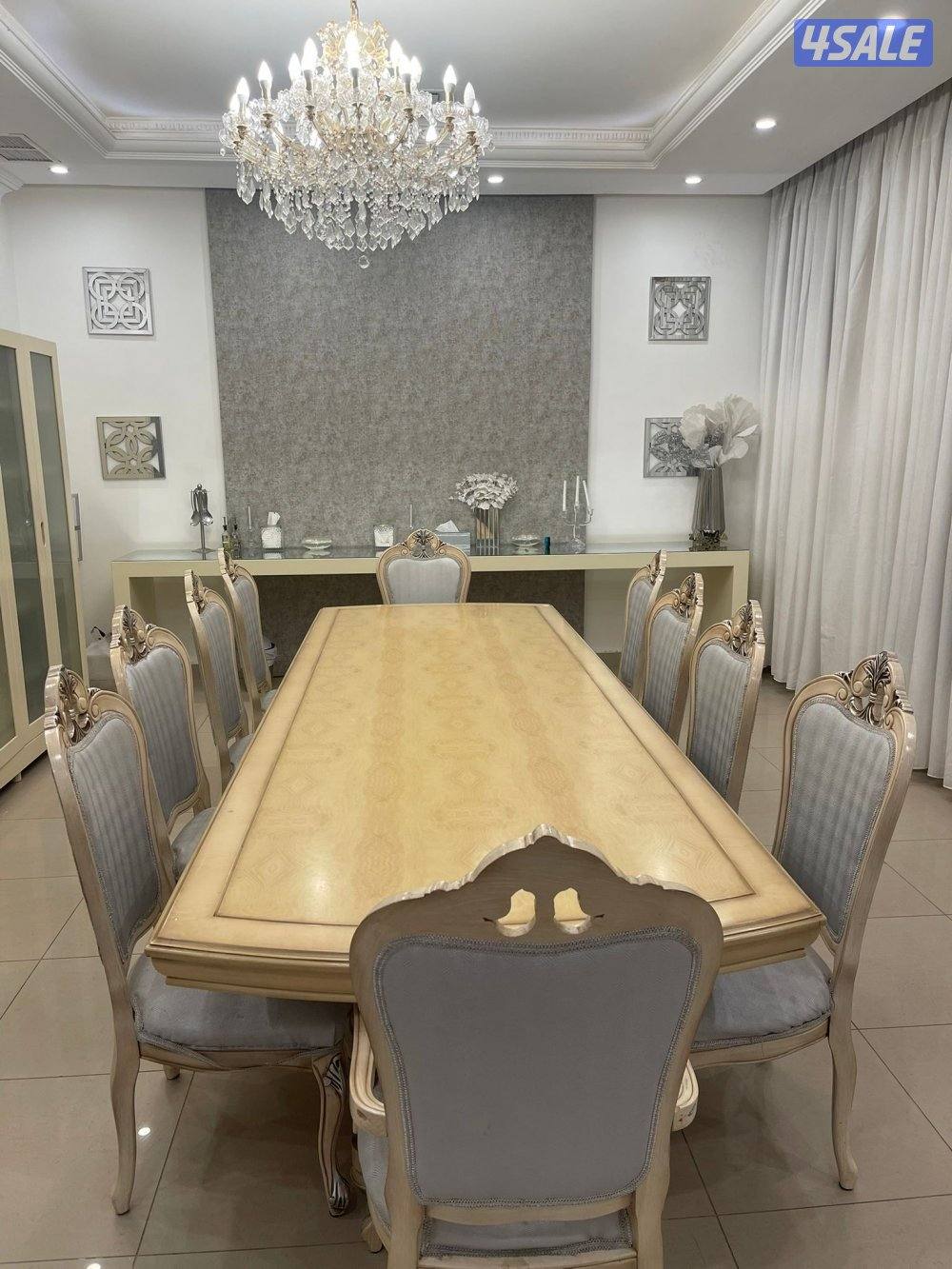 طاولة طعام مع طاولة بوفيه بيج خشبي1