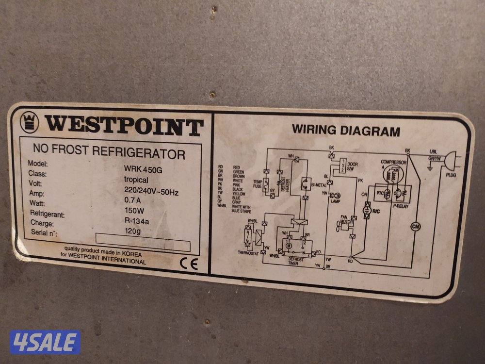 ثلاجة ويست بوينت 16 قدم نوفروست بحالة جيدة Westpoint 16 feet no9
