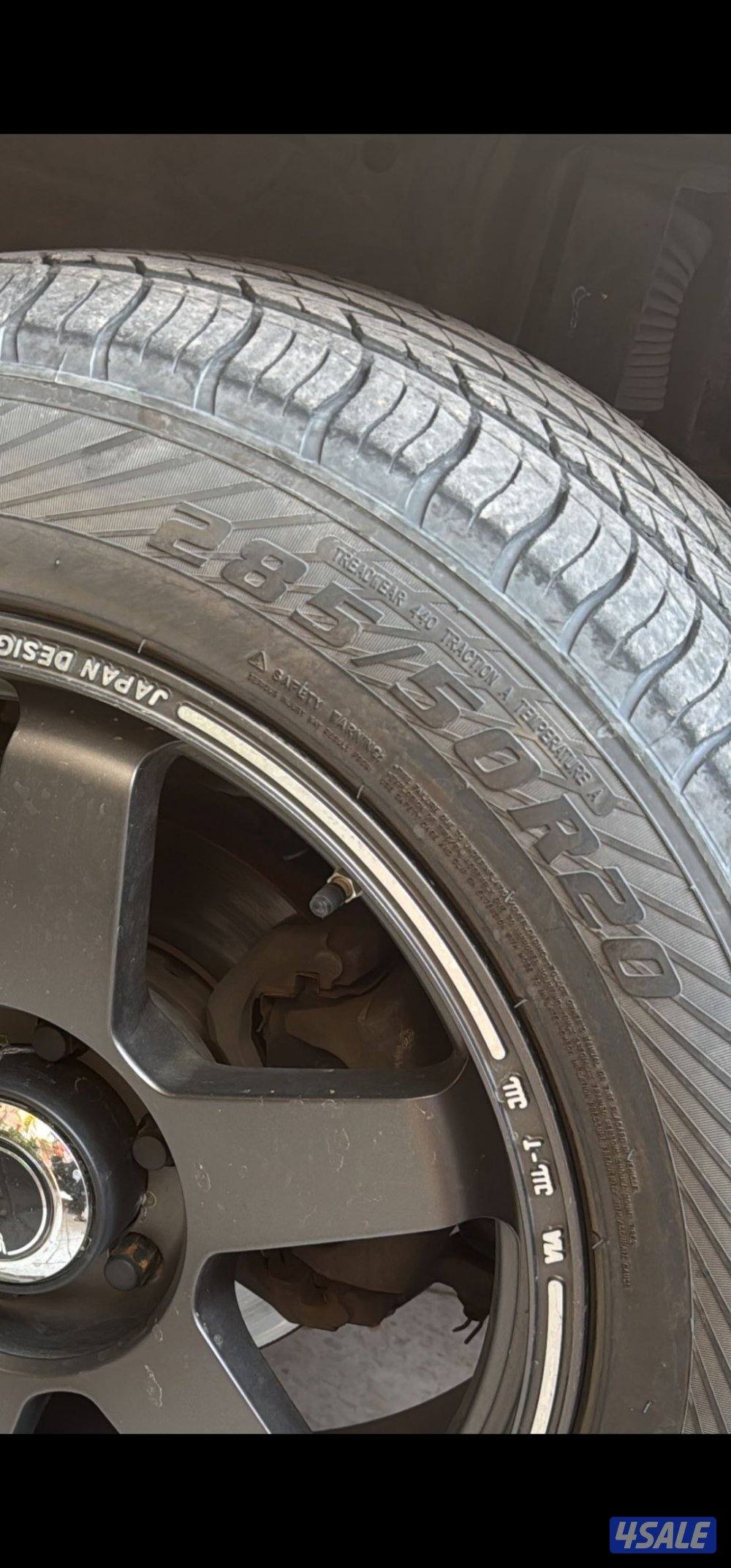 4 رنقات رايز 6 براغي قياس 20 وتواير 285-50-20 جدد نظاف1