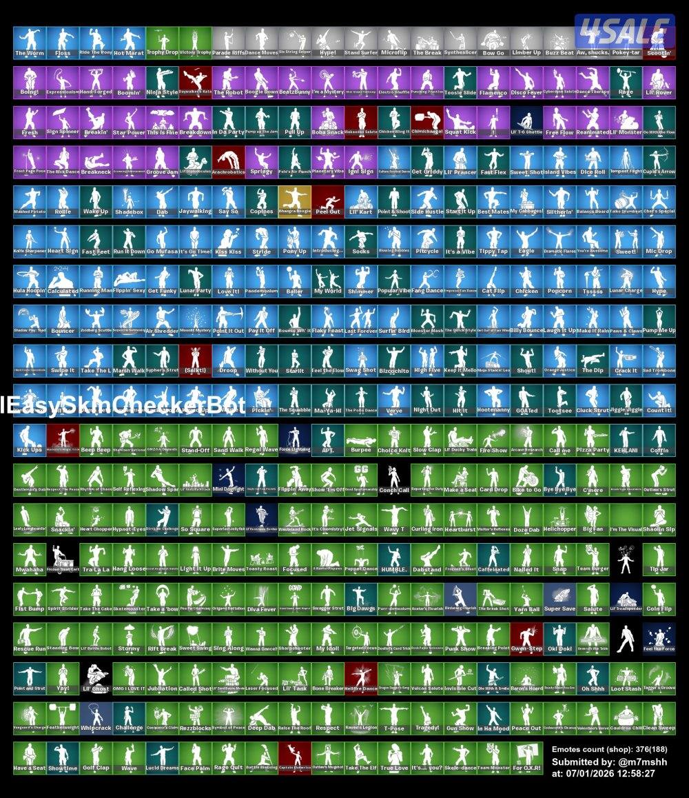 حساب فورت نايت شيطون فيه اكثر من 500 سكن و 370+ رقصه1