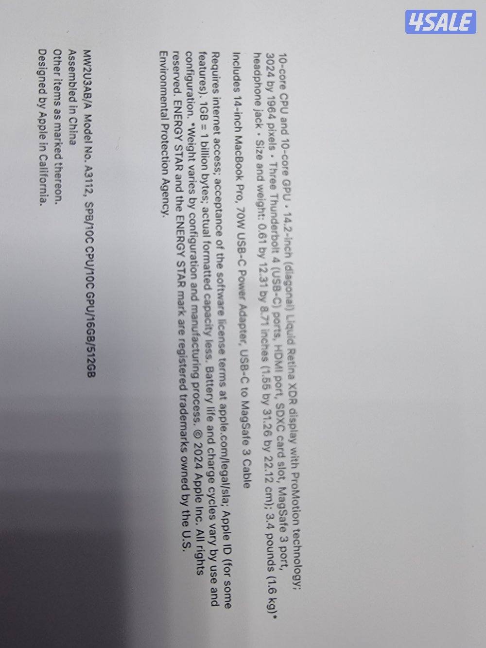 MACBOOK PRO M4 14 INCH 16 RAM 512 SSD مشحون 7مرة5