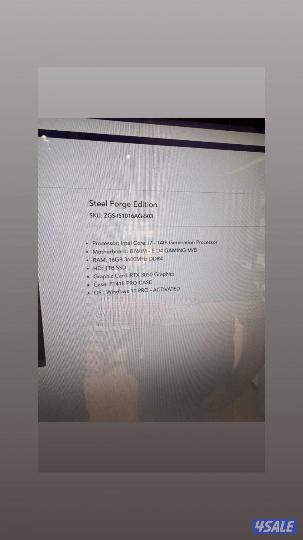للبيع PC gaming  مع شاشة خاصة للألعاب2