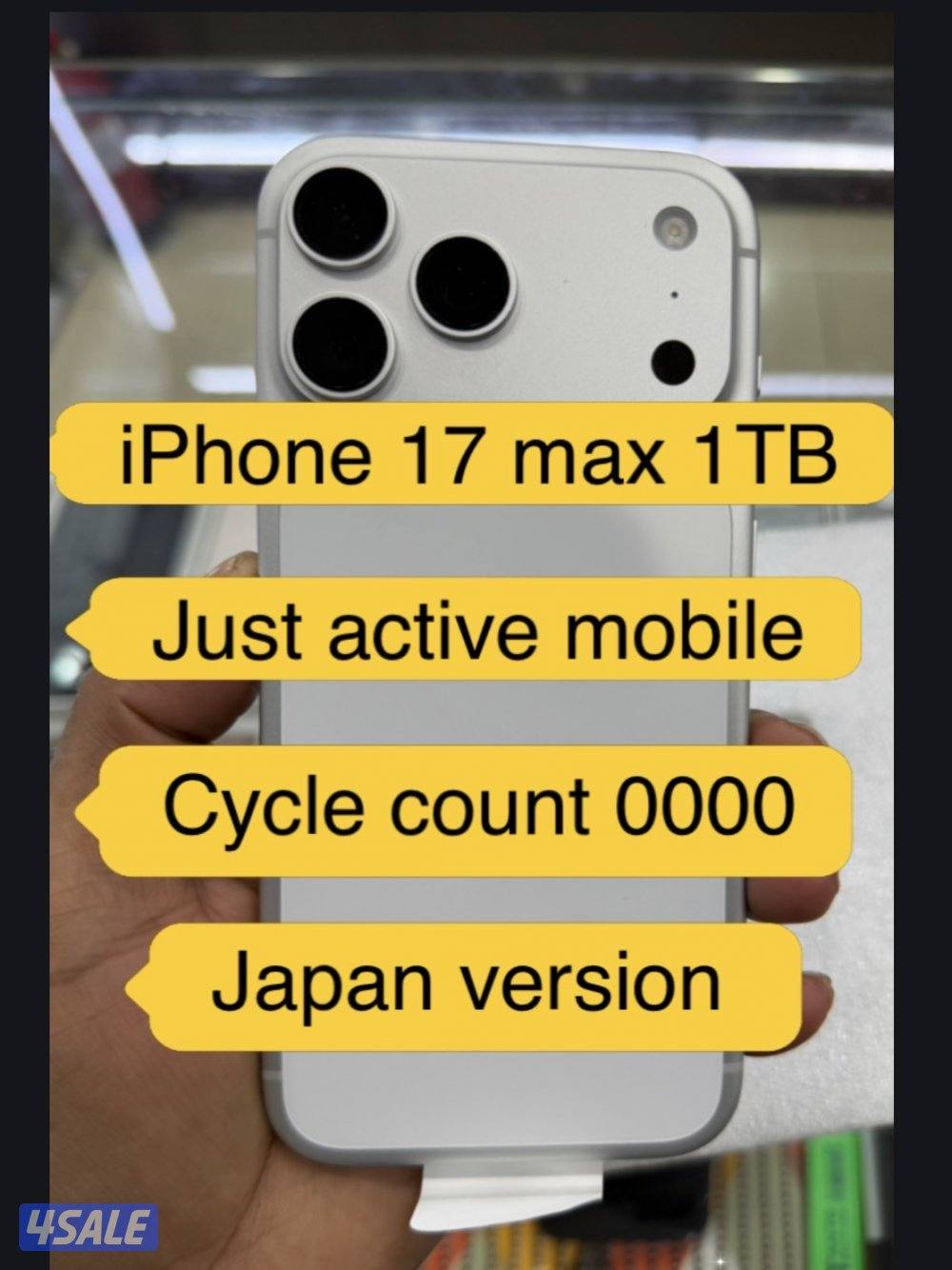 iPhone 17 max 1tb silver color not used just open box available to Sal2