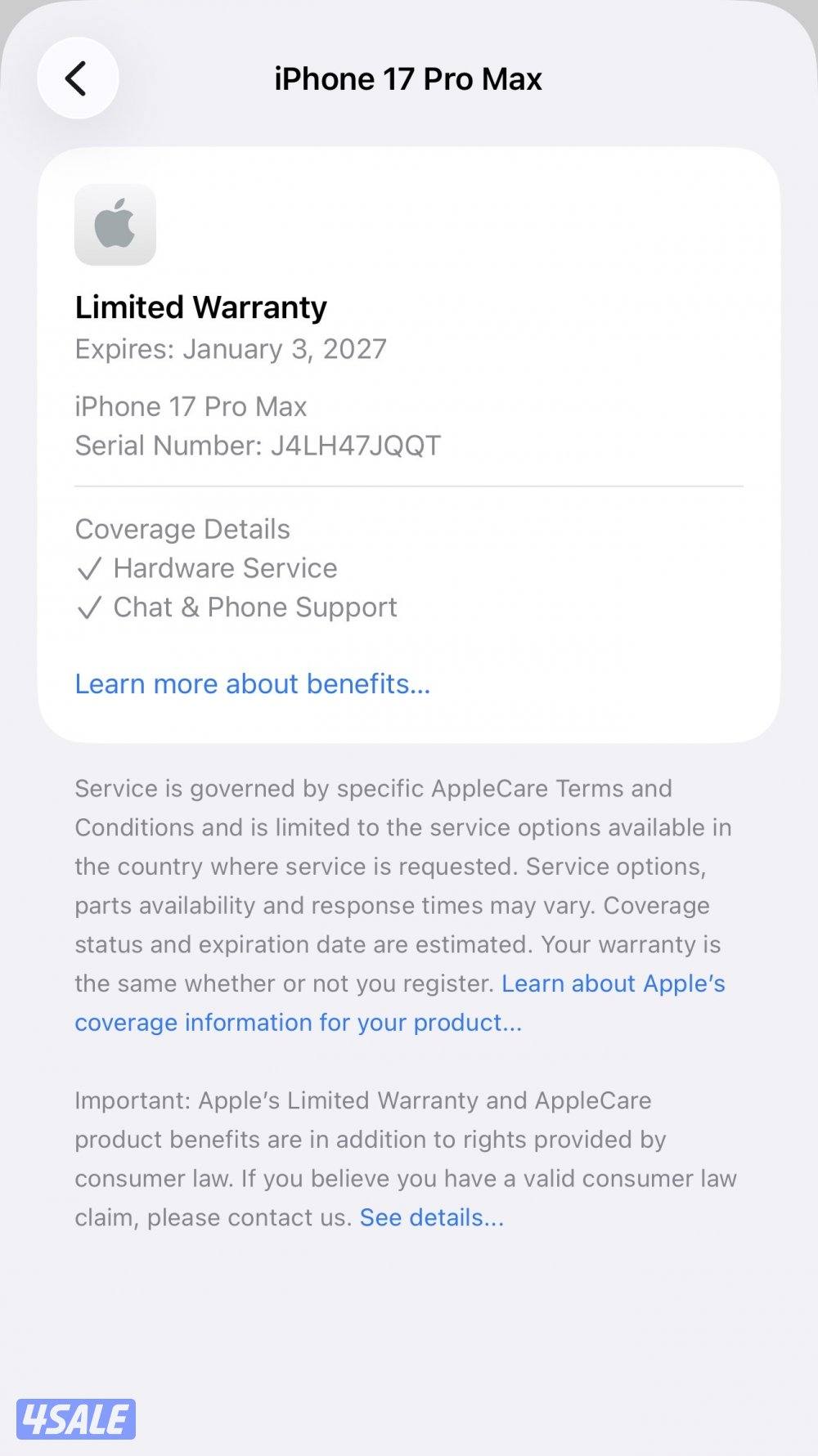 iPhone 17 max 1tb silver color not used just open box available to Sal3