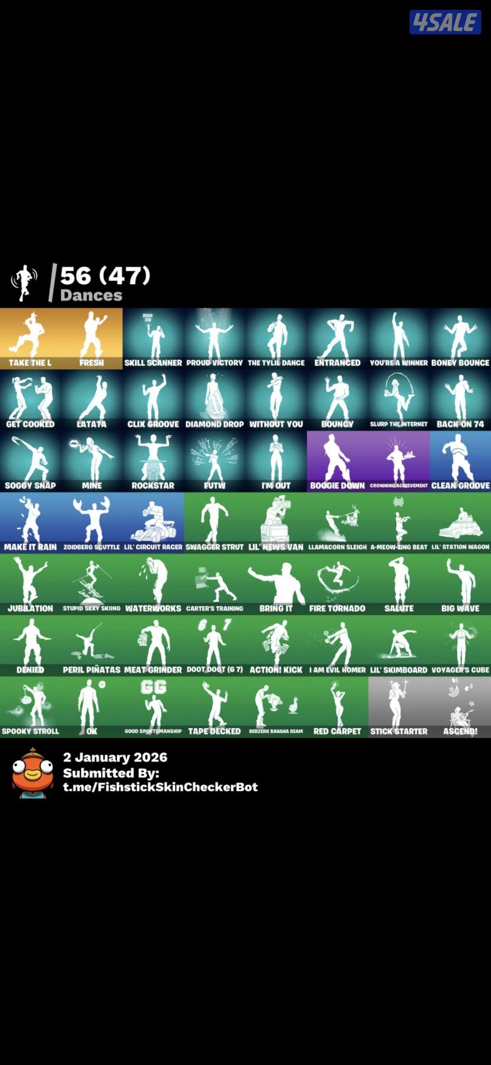 حساب فورت نايت سكلتون بنفسجي ورقصه فريش السعر ثابت 901