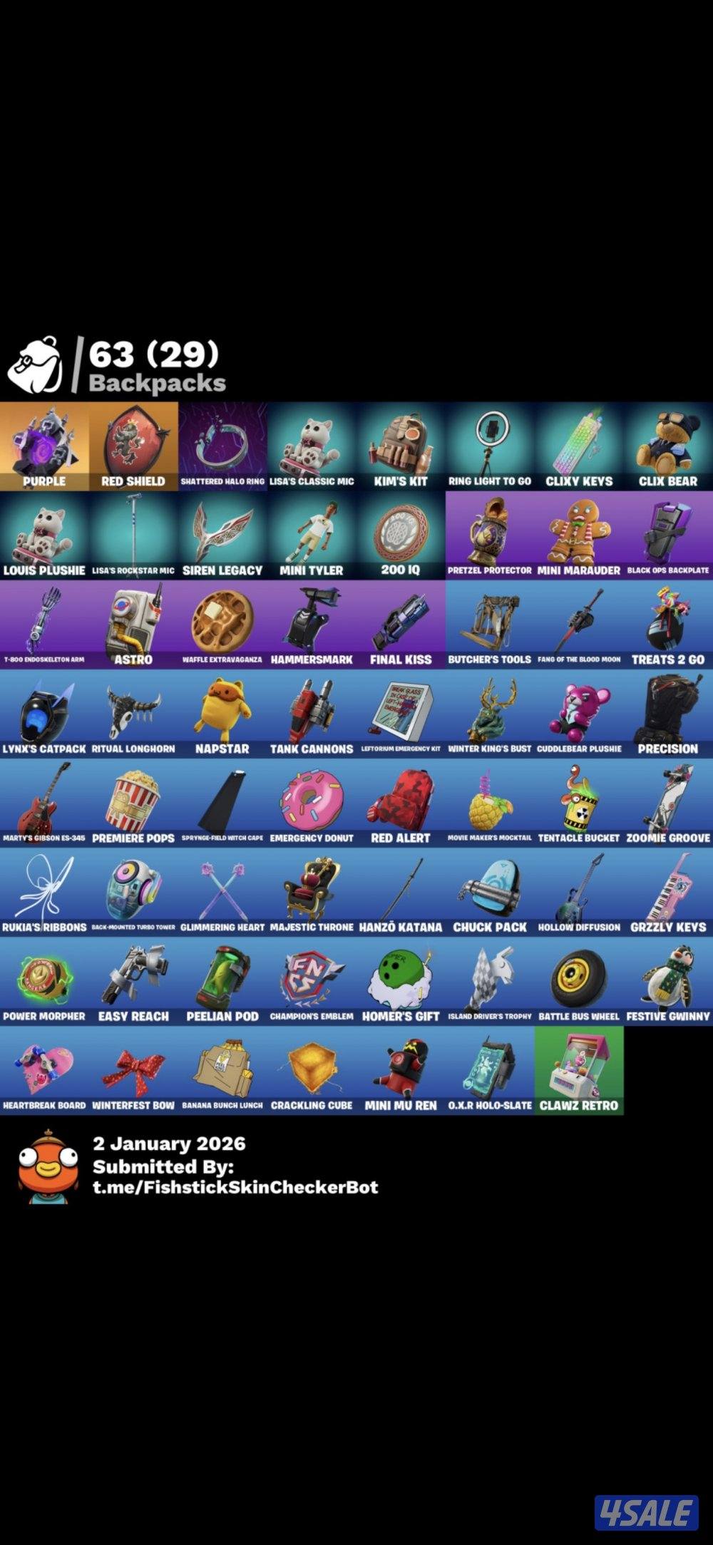 حساب فورت نايت سكلتون بنفسجي ورقصه فريش السعر ثابت 905