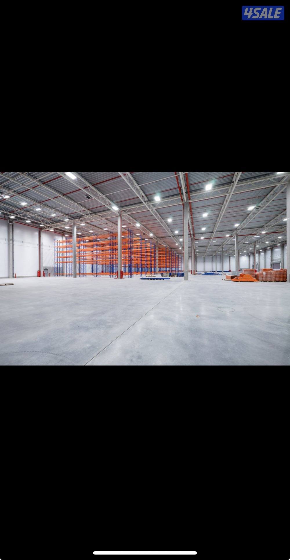 هنجر للايجار مساحة 1056 متر صافي + سندرة 350 متر مرخص بالكامل1