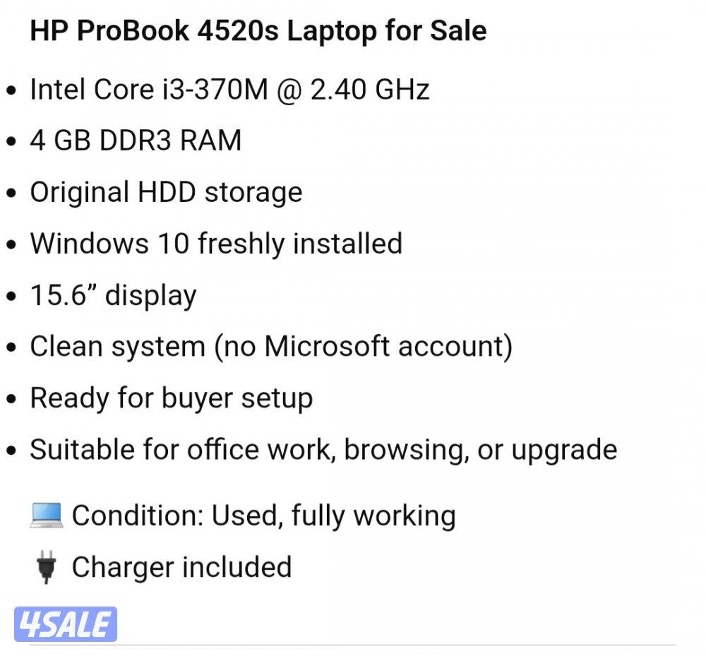HP Probook Laptop Intel core i3 for sale.4