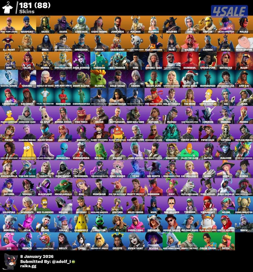 حساب فورت نايت وايد سكنات0