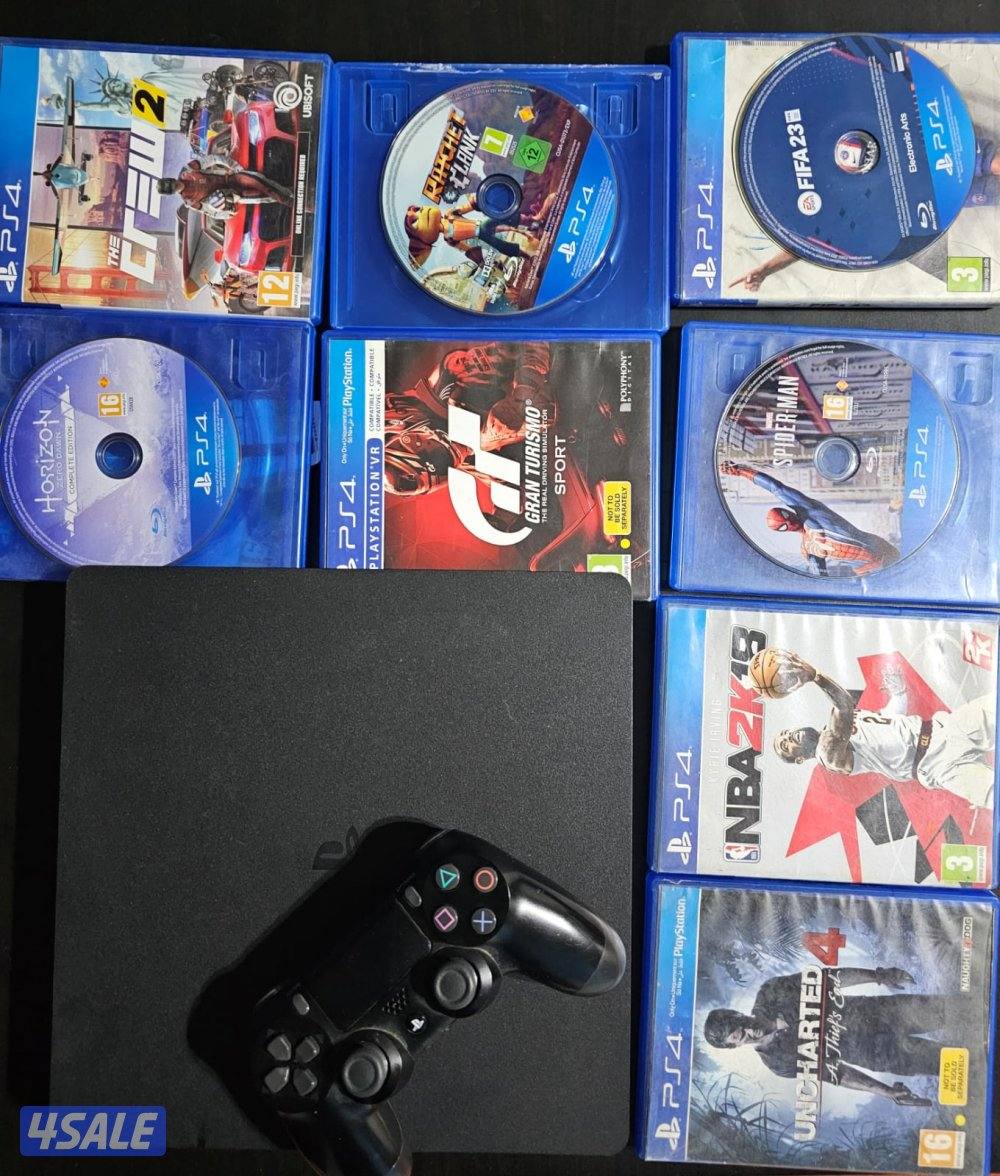 PS4 slim 500gb with 8 games good condition price slightly negotiable0