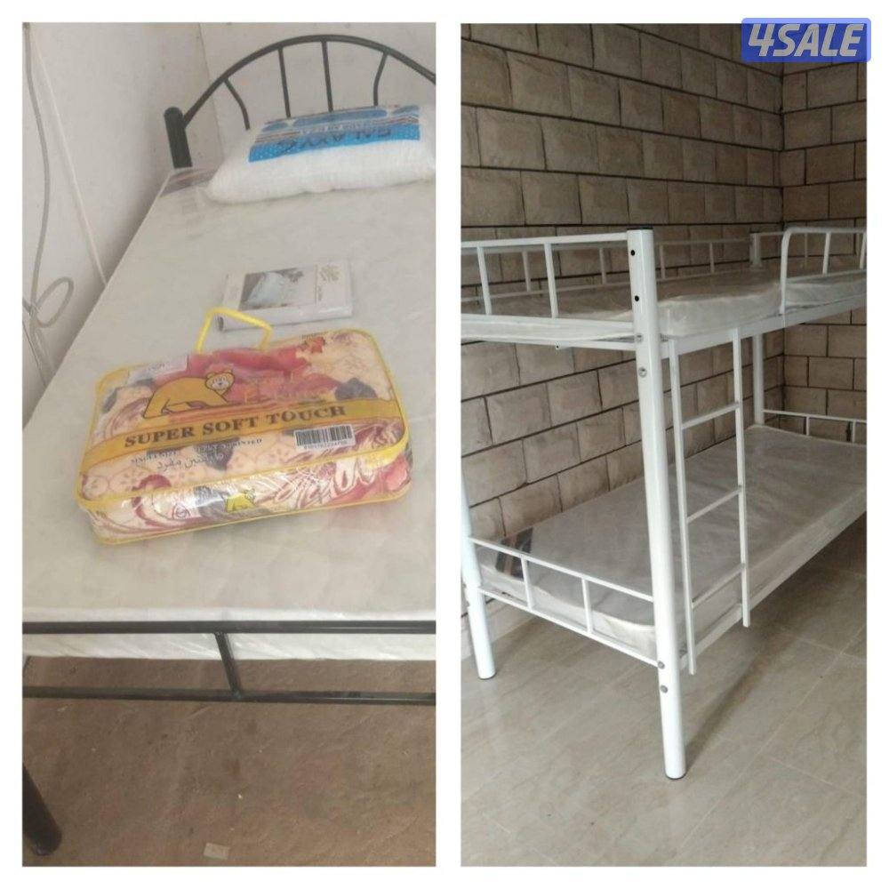 سرير حديد ومرتبه طبيه وبطانيه ومخده والملايات0
