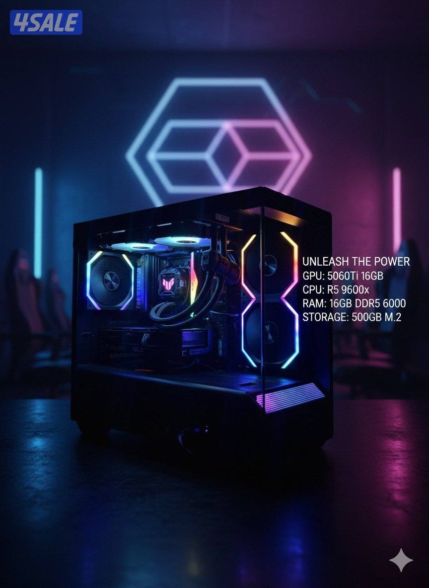 للبيع بيسي قيمنق ASUS 5060Ti 16GB و معالج  و 16GB DDR5 R5 9600x0