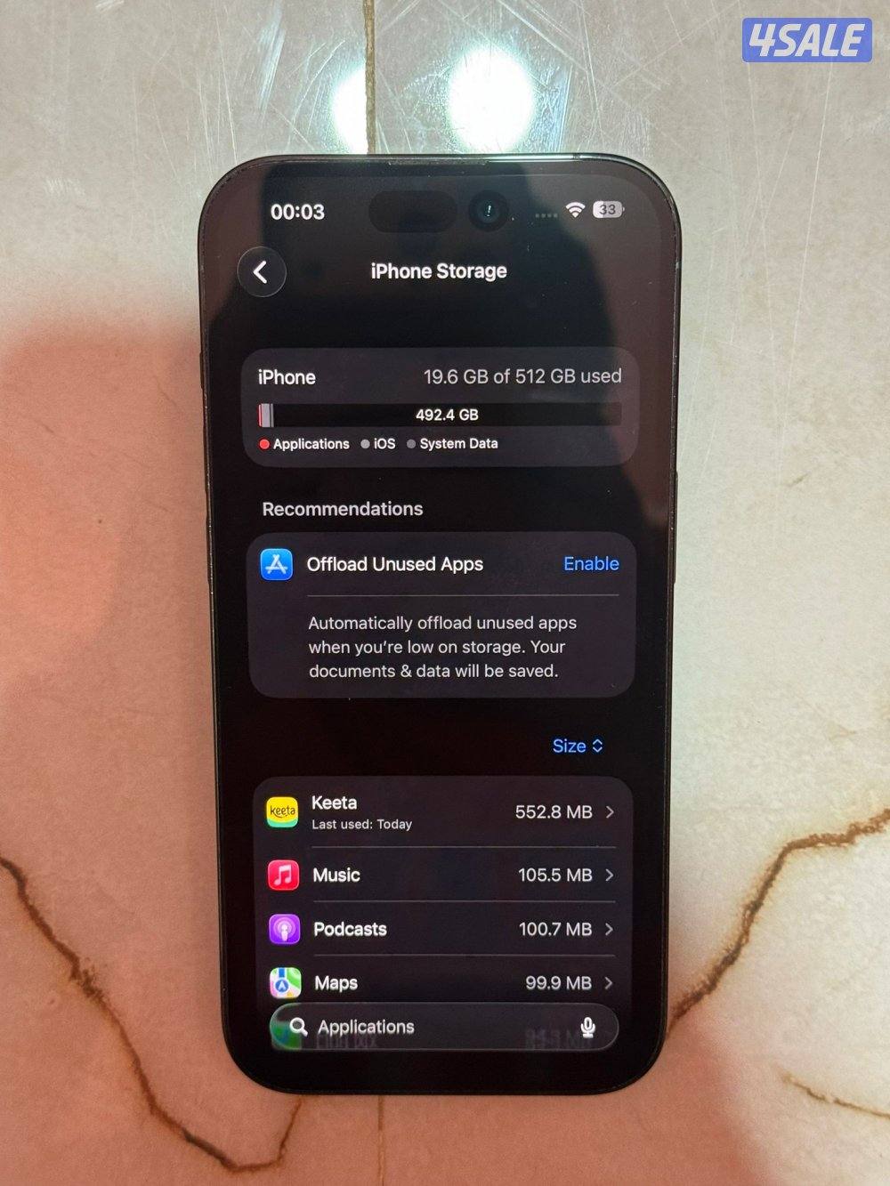 ابل ايفون ١٤ برو ماكس ٥١٢ جيجا بطارية ٨٨7