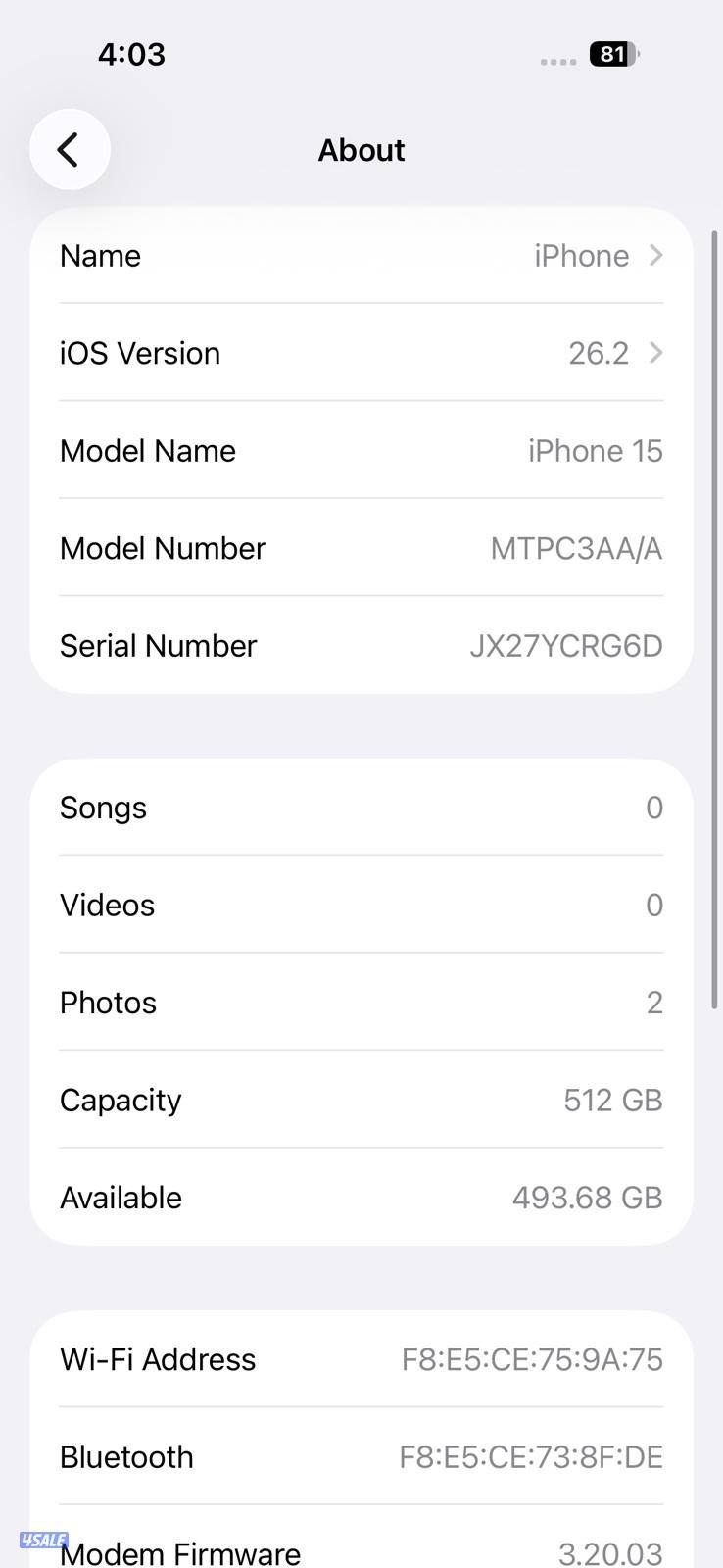 (only  iPhone 15) 512GB | 93% Battery | Like New |8