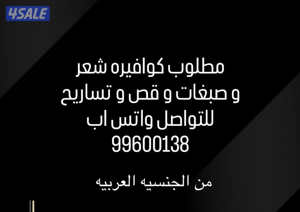 مطلوب كوافيره شعر و صبغات و تساريح من الجنسيه العربيه0