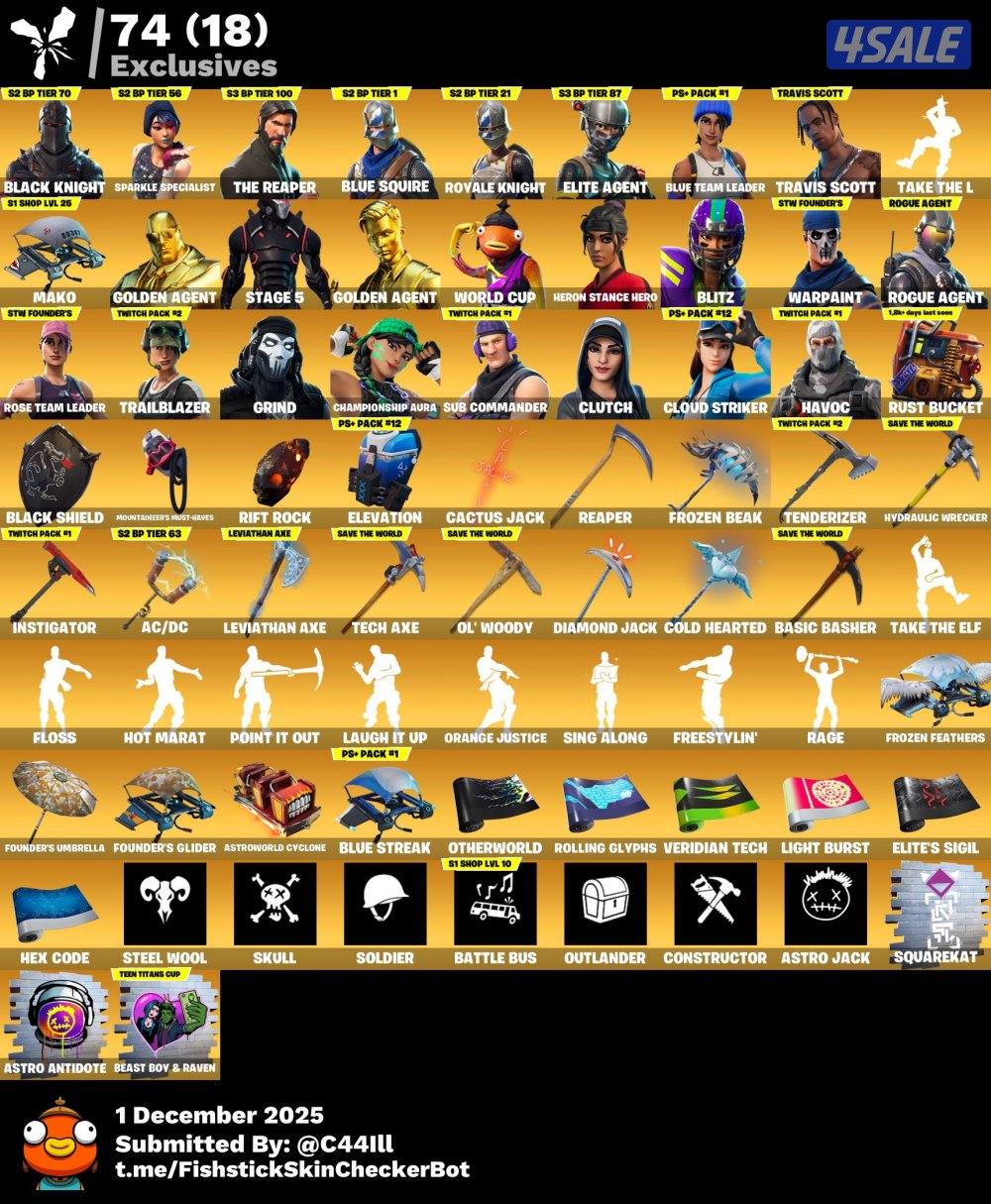 حساب فورت للبيع شيطون وترفس سكوت 300+ سكن (( ماينربط سوني ))5