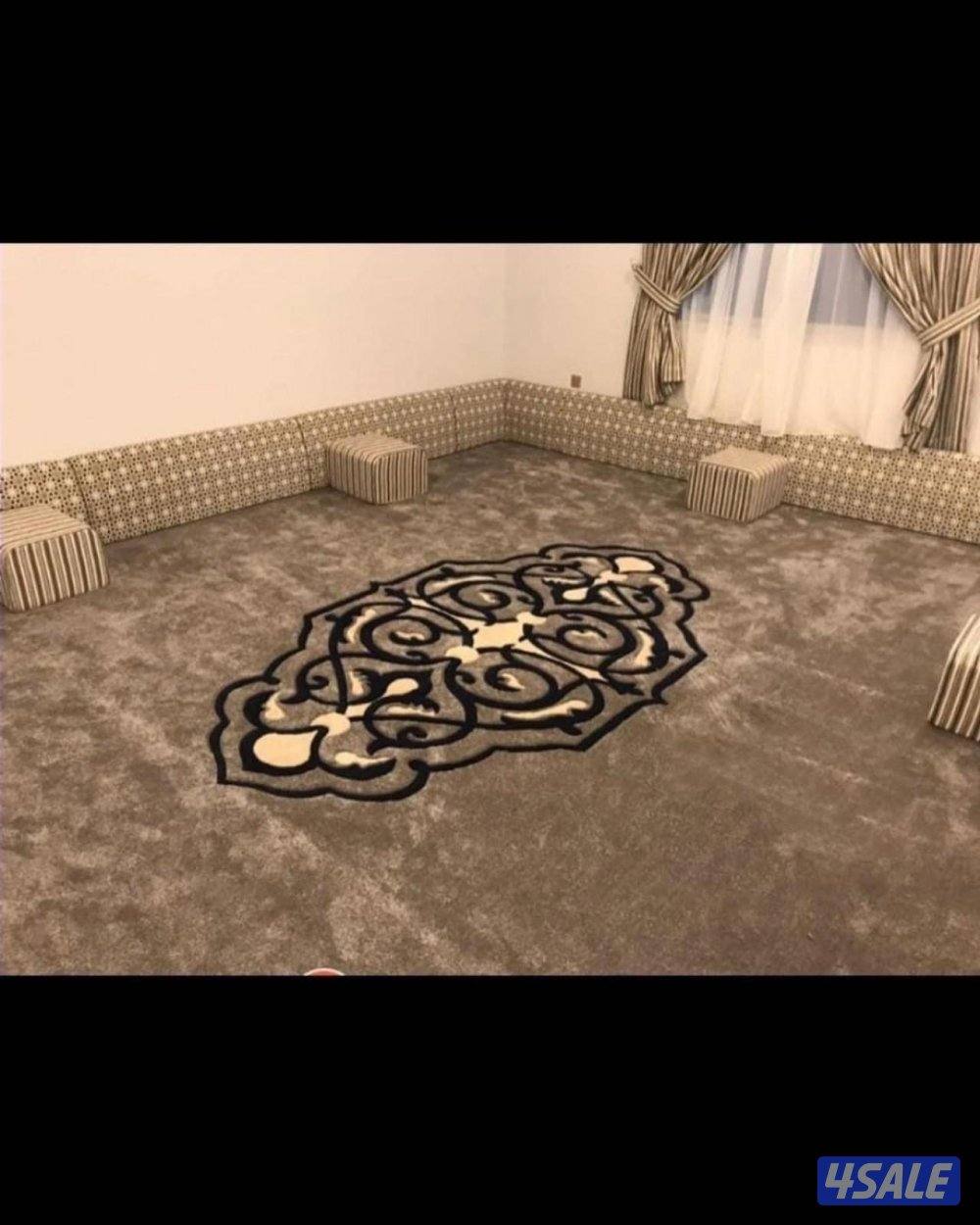 سجاد تركي قص بلمتر حفر يدوي مساند ضهر بلاستك ثيل صناعي وجميع اثاث تنجي0