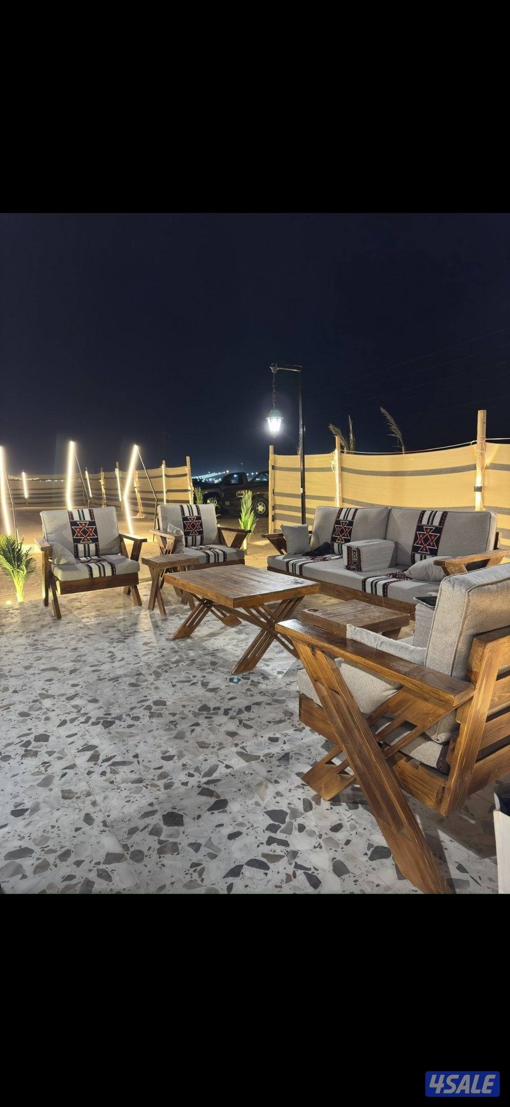 مخيم ريدوس - قعدة تحت العريش جلسة أرضية مع موقد نار 🔥 ومرجيحة1