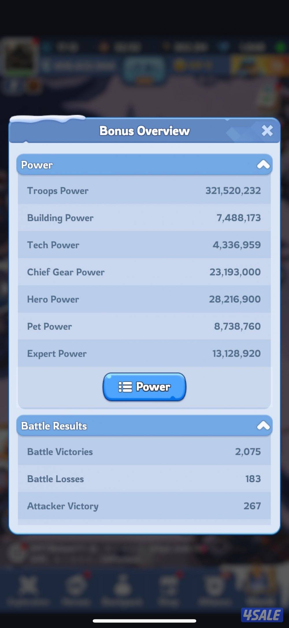 للبيع حساب في لعبة النجاة في الصقيع Whiteout  Survival على السوم1