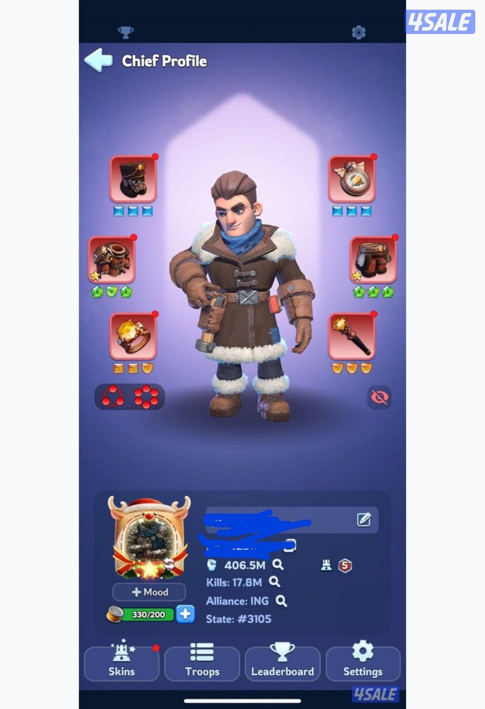 للبيع حساب في لعبة النجاة في الصقيع Whiteout  Survival على السوم6