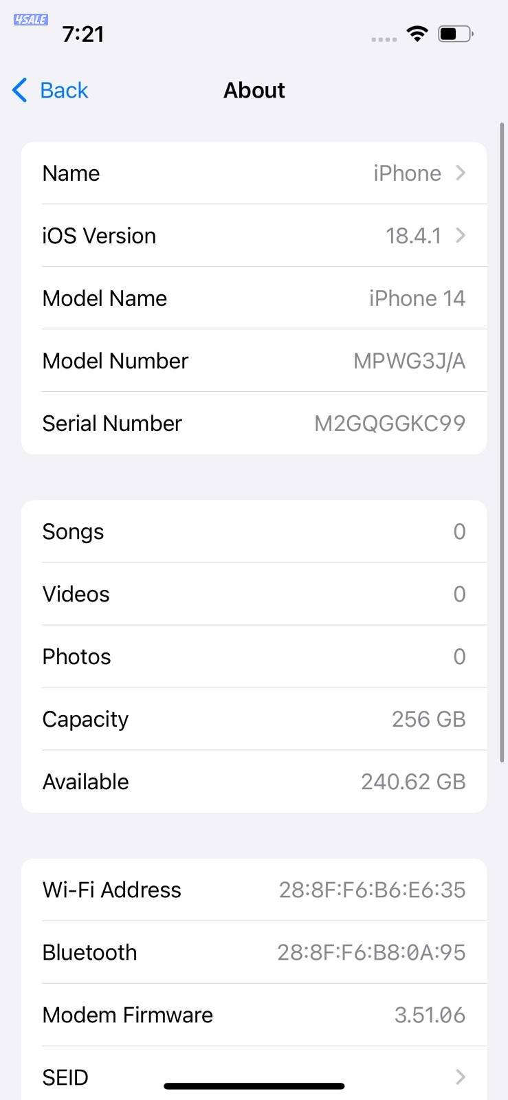 ايفون 14 – 256 جيجا – أحمر – نسبة البطارية 85% iPhone 14 256GB Red13