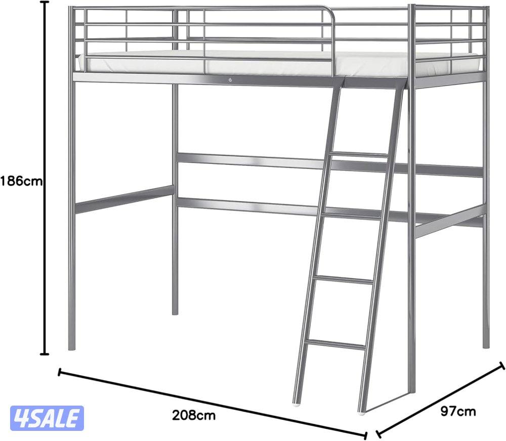 IKEA Svarta Loft Bed powder coated excellent condition, white metal0