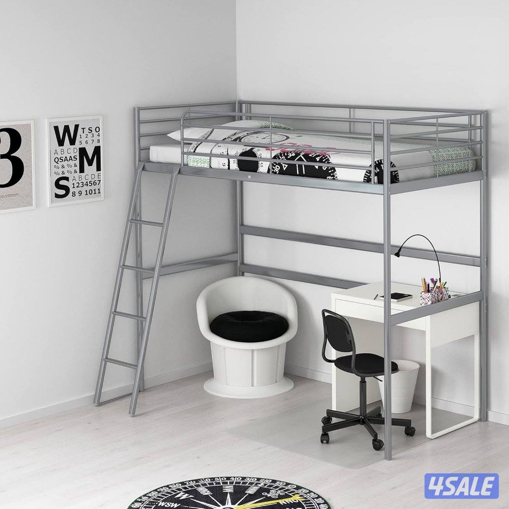 IKEA Svarta Loft Bed powder coated excellent condition, white metal1